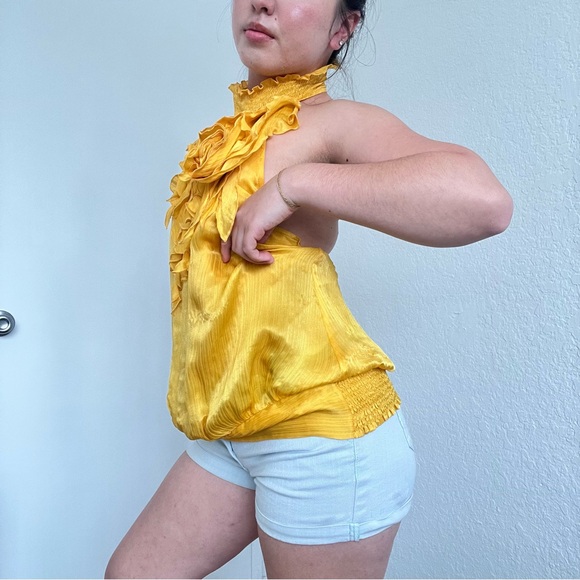 bebe Yellow Ruffled Blouse - Picture 6 of 8